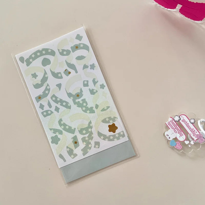 Korean ins Hot Stamping Love Ribbon Stickers Hand Account Decor DIY Collage Material Stationery Sticker Diary Album Decoration (ONLINE ORDER ONLY)