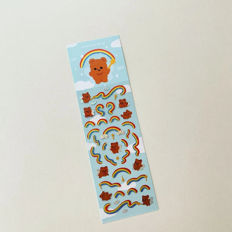 Ins Cute Cake Letter Bear Ribbon Laser Stickers Scrapbooking Decorative Sticker Korean DIY Diary Album Stick Label (Online Order Only)