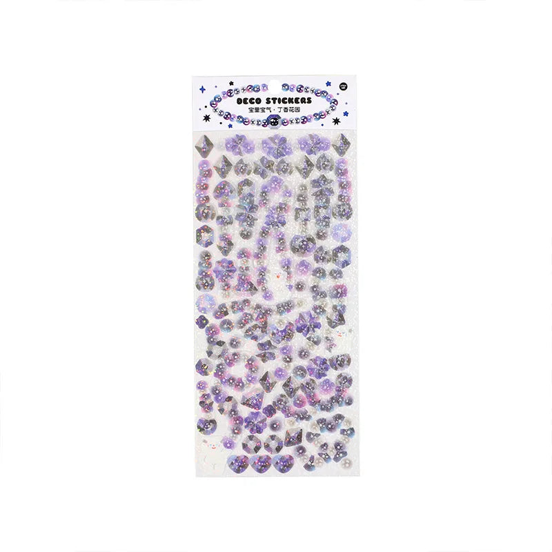 Laser Jewelry beaded Stickers Hand Account DIY Album Stick Label Decoration Scrapbooking Material Sticker Kawaii Stationery (ONLINE ORDER ONLY)