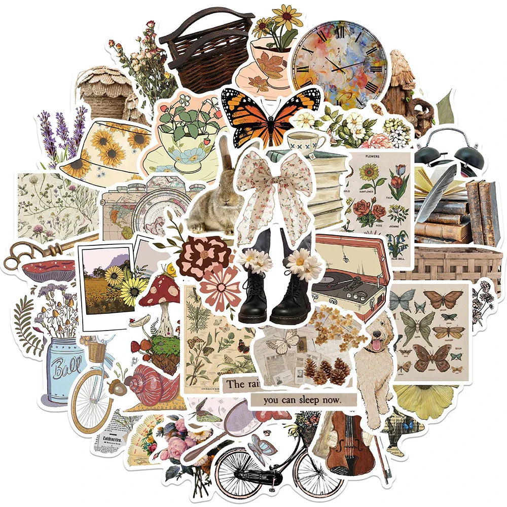 Cartoon Retro Vsco Stickers Pack for Laptop, Luggage, Skateboard, Phone, Suitcase, Guitar, Car (Online Order Only)