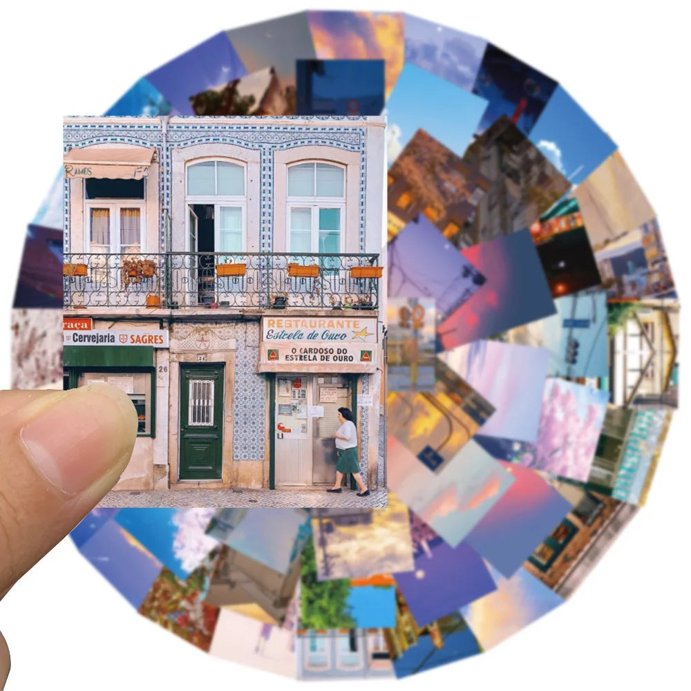 Street Scenery Stickers Blue Sky Landscape Luggage Skateboard DIY Graffiti Kid Toy 10/30/55PCS (Online Order Only)