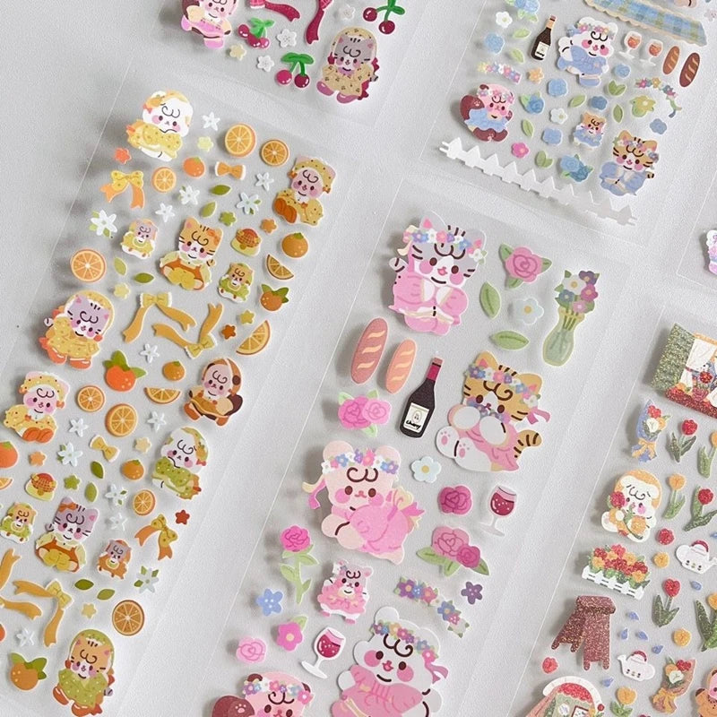 Kawaii Sakura Cat Series Stickers Scrapbooking Decorative Sticker Korean DIY Diary Album Stick Label School Stationery (ONLINE ORDER ONLY)