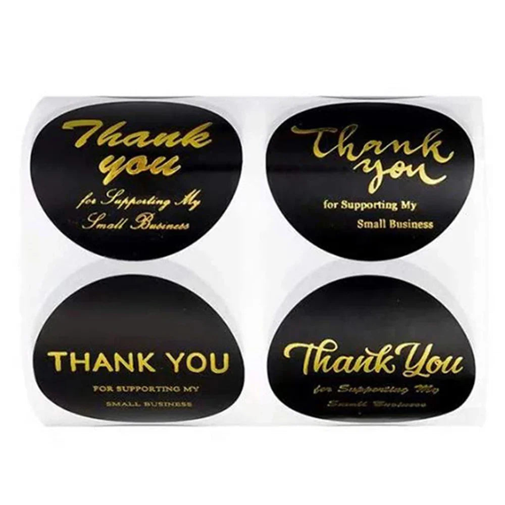500Pcs/roll THANK YOU Stickers Four Color Business Card Set Customer Business Sealing Sticker Labels Birthday Wedding Gifts Card (ONLINE ORDER ONLY)