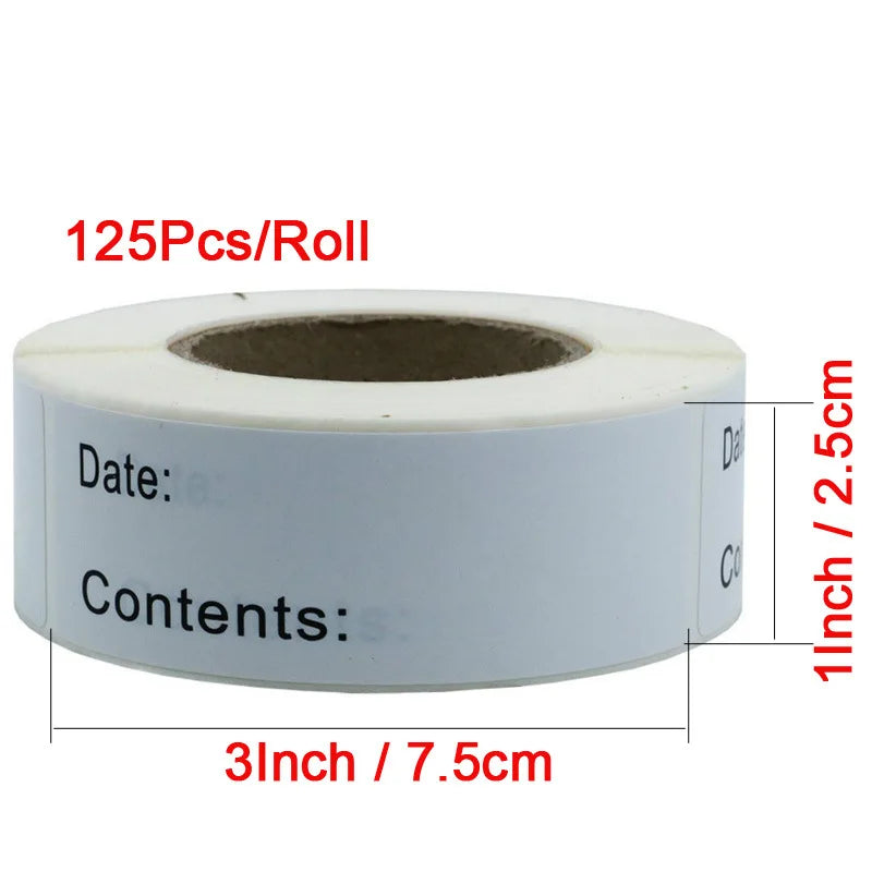 1 Roll Of 125 Pcs Self-Adhesive Removable Freezer Refrigerator Food Storage Paper Sticker Labels White 25X75Mm (Online Order Only)