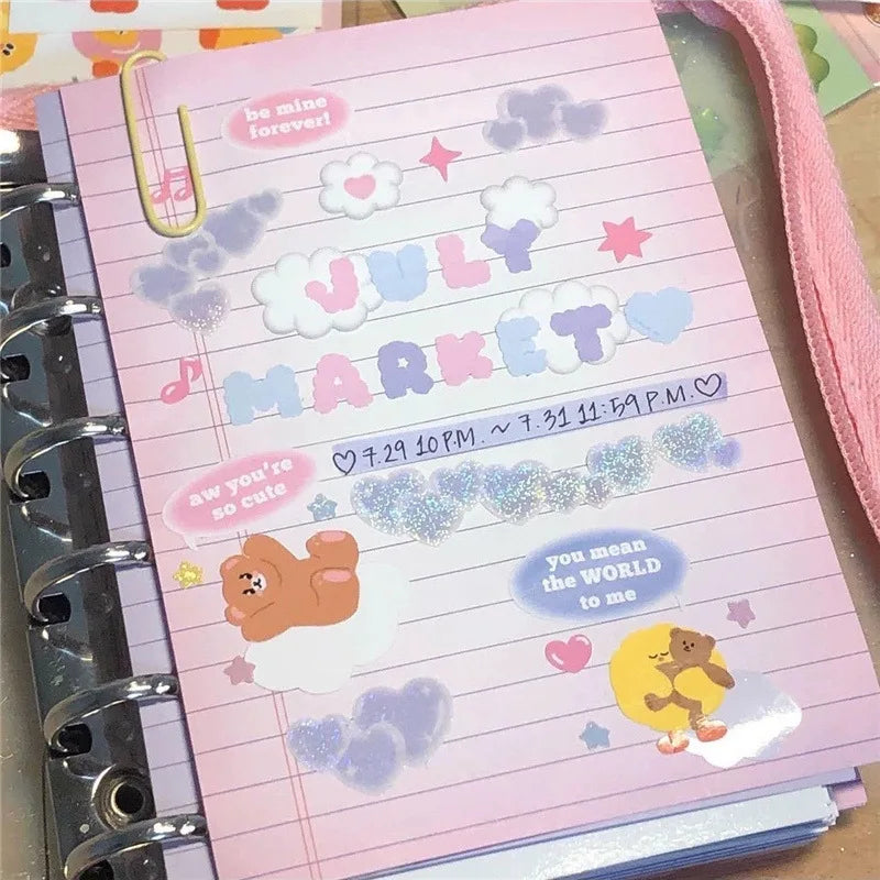 Korean ins Hot Stamping Love Ribbon Stickers Hand Account Decor DIY Collage Material Stationery Sticker Diary Album Decoration (ONLINE ORDER ONLY)