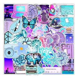 Purple Blue Aesthetic Stickers 10/30/50/100PCS Waterproof Decals for Phone Bike Guitar Laptop Fridge Vsco Girl Kid Toy (Online Order Only)
