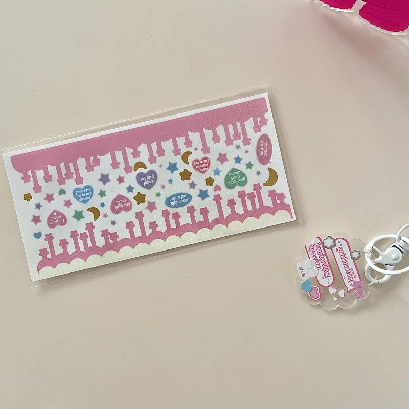 Korean ins Hot Stamping Love Ribbon Stickers Hand Account Decor DIY Collage Material Stationery Sticker Diary Album Decoration (ONLINE ORDER ONLY)