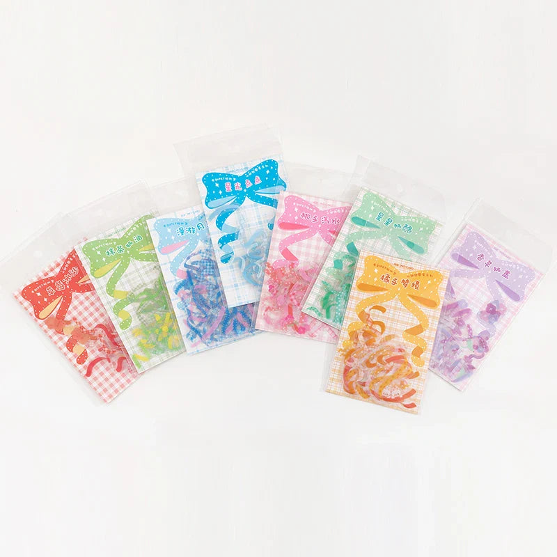 40Pcs/pack Heart Ribbon Series Stickers Hand Account Scrapbooking Decorative Sticker Korean DIY Material Stickers Stationery (ONLINE ORDER ONLY)