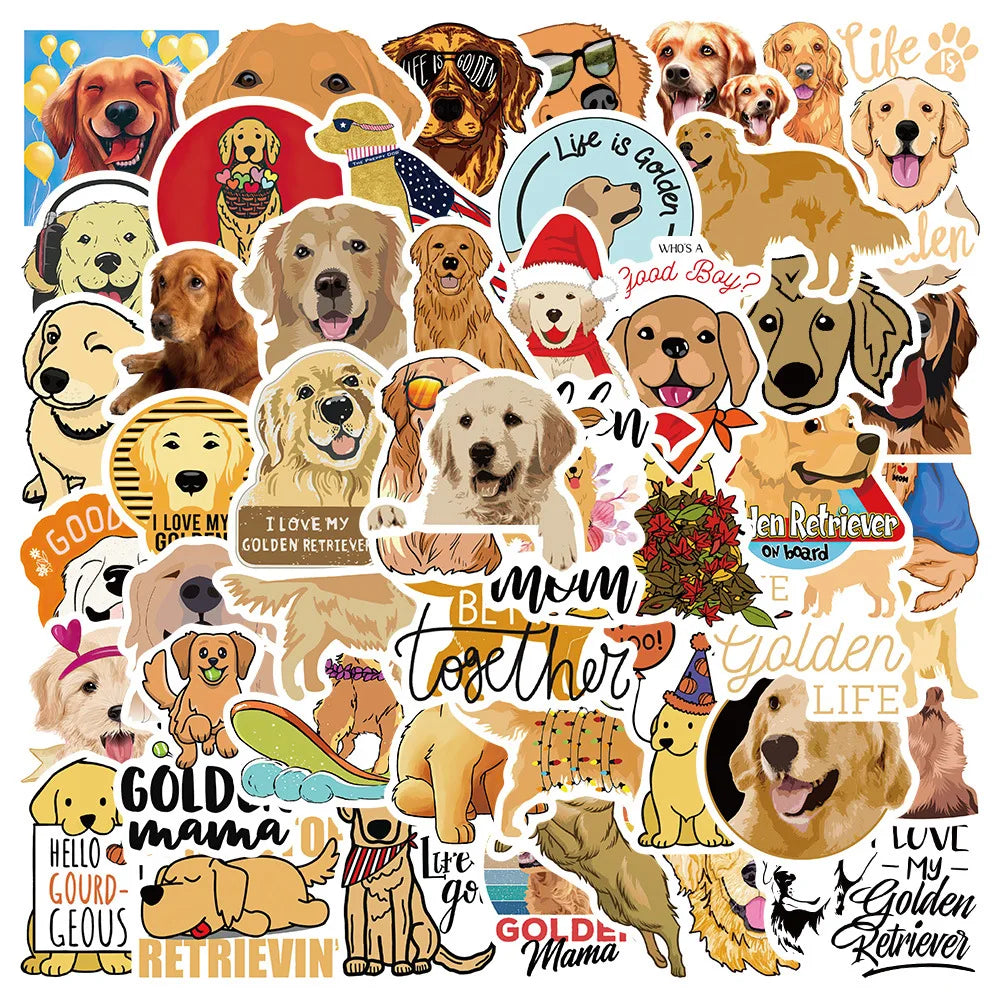 10/30/50PCS Golden Retriever Dog Stickers Cartoon DIY Bike Travel Luggage Laptop Kid Toys Classic Toy Decals Graffiti Sticker F3 (Online Order Only)