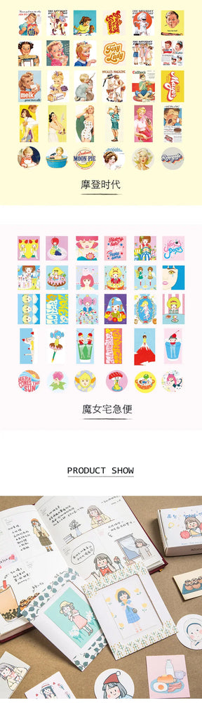 60Pcs/lot Retro Sweet Girl Stickers Scrapbooking Decorative Sticker DIY Diary Album Stick Label Kawaii Stationery (ONLINE ORDER ONLY)