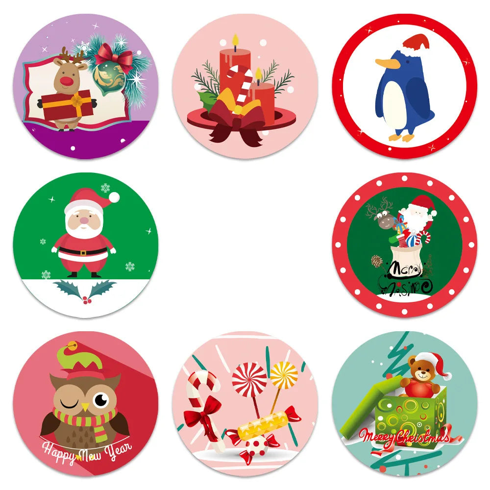 100-500Pcs Merry Christmas Santa Claus Sticker 1inch Decor DIY Wrapping Gift Decoration Xmas Kids Thank You Seal Label (ONLINE ORDER ONLY)