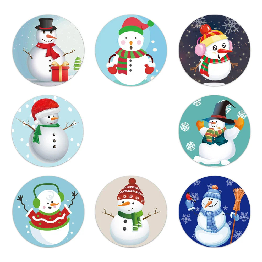 100-500pcs Christmas Stickers Roll Cartoons Gift Cards Party Package Cute Santa Label Sealing Decor Party Decorative Stickers (ONLINE ORDER ONLY)