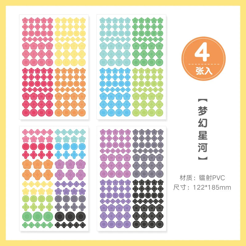 4 Sheets Color Collection Series Laser Sticker Ins Scrapbooking Decorative Sticker DIY Diary Album Stick Label Kawaii Stationery (ONLINE ORDER ONLY)