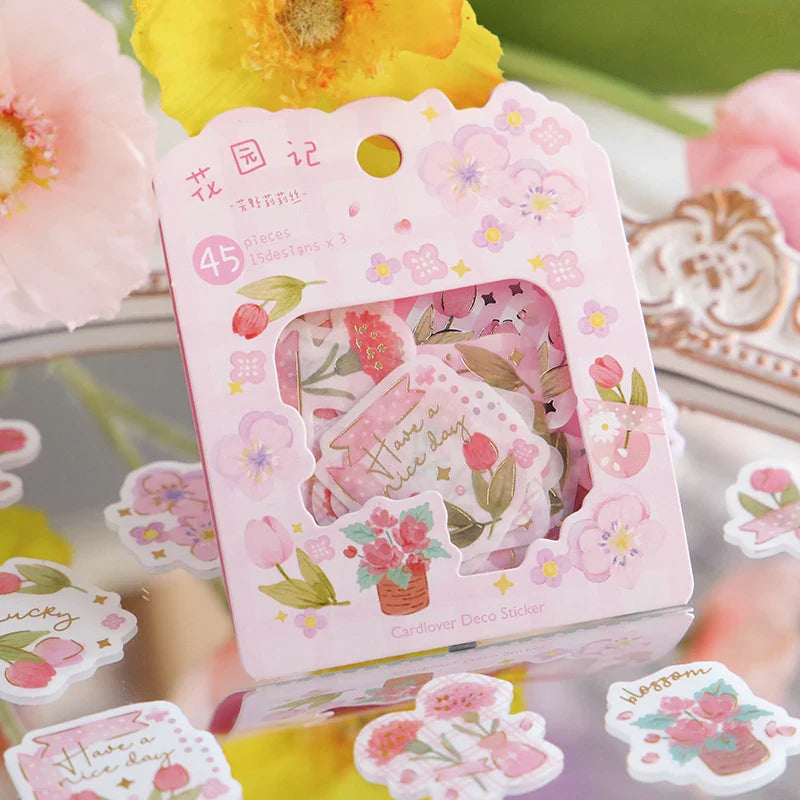 45pcs/lot Garden Story Series Stickers Scrapbooking Decorative Sticker DIY Diary Album Stick Label School Stationery Gift (ONLINE ORDER ONLY)