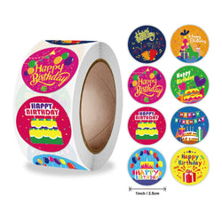 100-500pcs Cute Happy Birthday Sticker Birthday Gift Decoration Label Sealing Balloon Cake Label Packaging Scrapbook Sticker (Online Order Only)