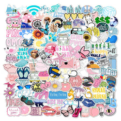 150pcs Pack Blue Pink Vsco Style Stickers For Skateboard Guitar WaterBottle Motorcycle Laptop Waterproof  kids Teens Sticker Toy (ONLINE ORDER ONLY)
