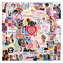 Feminist Cartoon Girl Stickers Pack - Waterproof Decals for Skateboard, Laptop, Phone, Suitcase, Kid Toy (ONLINE ORDER ONLY)