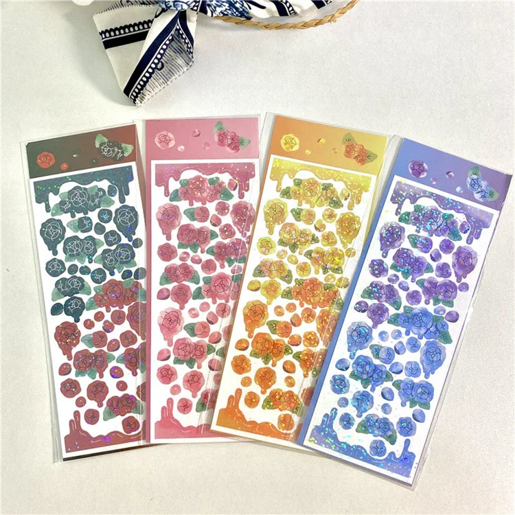 Ins Melting Rose Sticker Hand Account Scrapbooking Decorative Sticker DIY Diary Album Stick Label Korean Stationery (ONLINE ORDER ONLY)