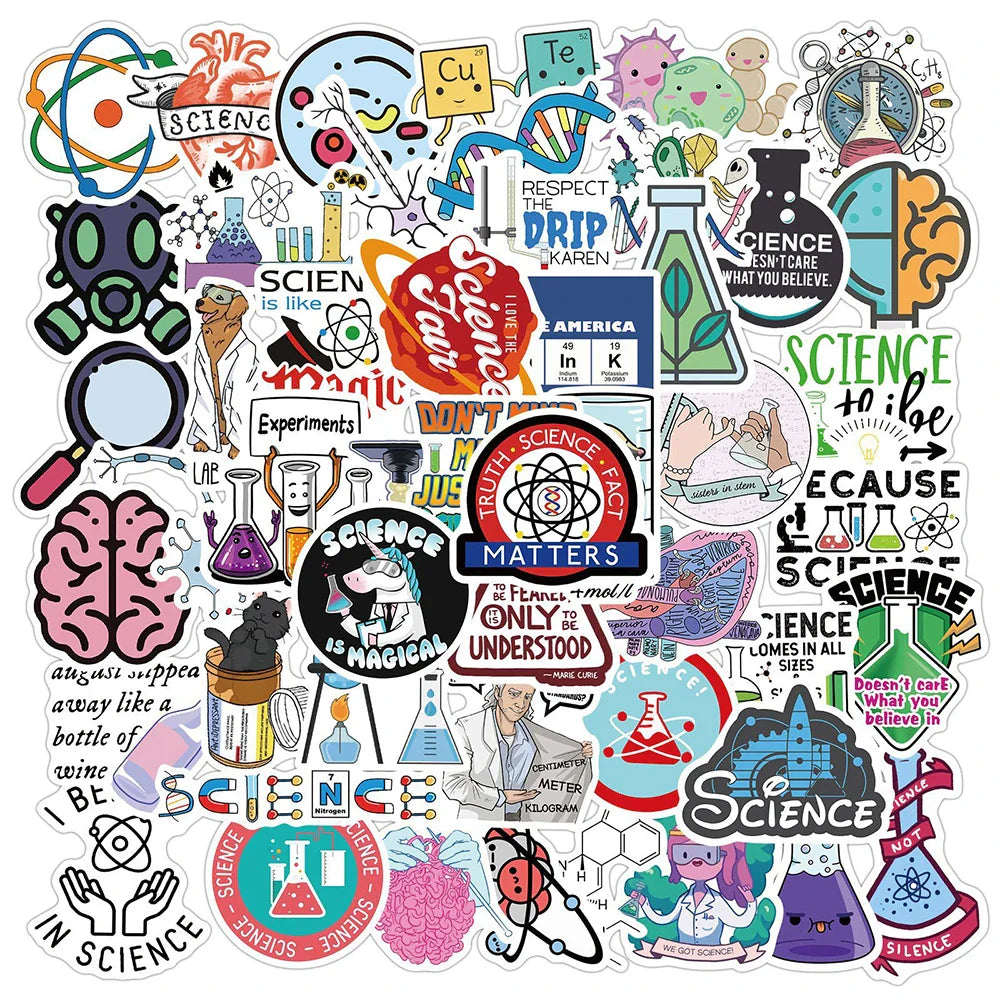 Science Lab Chemical Stickers - 10/30/50PCS PVC Decals for Fridge, Guitar, Laptop, Motorcycle, Luggage (Online Order Only)