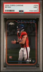 Graded 2024 Topps Chrome Bo Nix #206 Rookie RC Football Card PSA 9 Mint