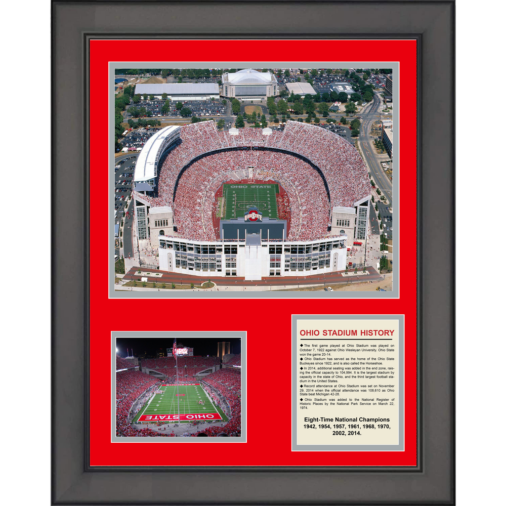 Framed Ohio State Buckeyes Horseshoe Stadium History 11"x14" College Football Three Photo Collage (ONLINE ORDER ONLY)