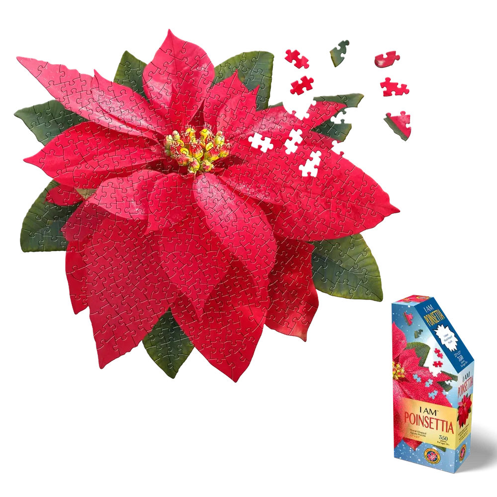 I Am Poinsettia 350 Piece Floral Shaped Jigsaw Puzzle Madd Capp (ONLINE ORDER ONLY)