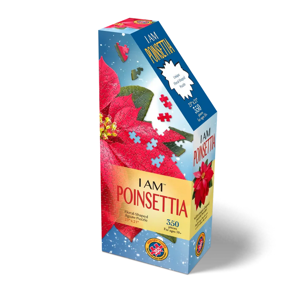I Am Poinsettia 350 Piece Floral Shaped Jigsaw Puzzle Madd Capp (ONLINE ORDER ONLY)