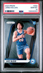 Graded 2024 Panini Prizm Jared McCain #222 Rookie RC Basketball Card PSA 10 Gem Mint
