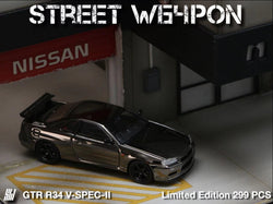 Street Weapon Skyline GT-R R34 V-SPEC-II Chrome 1:64