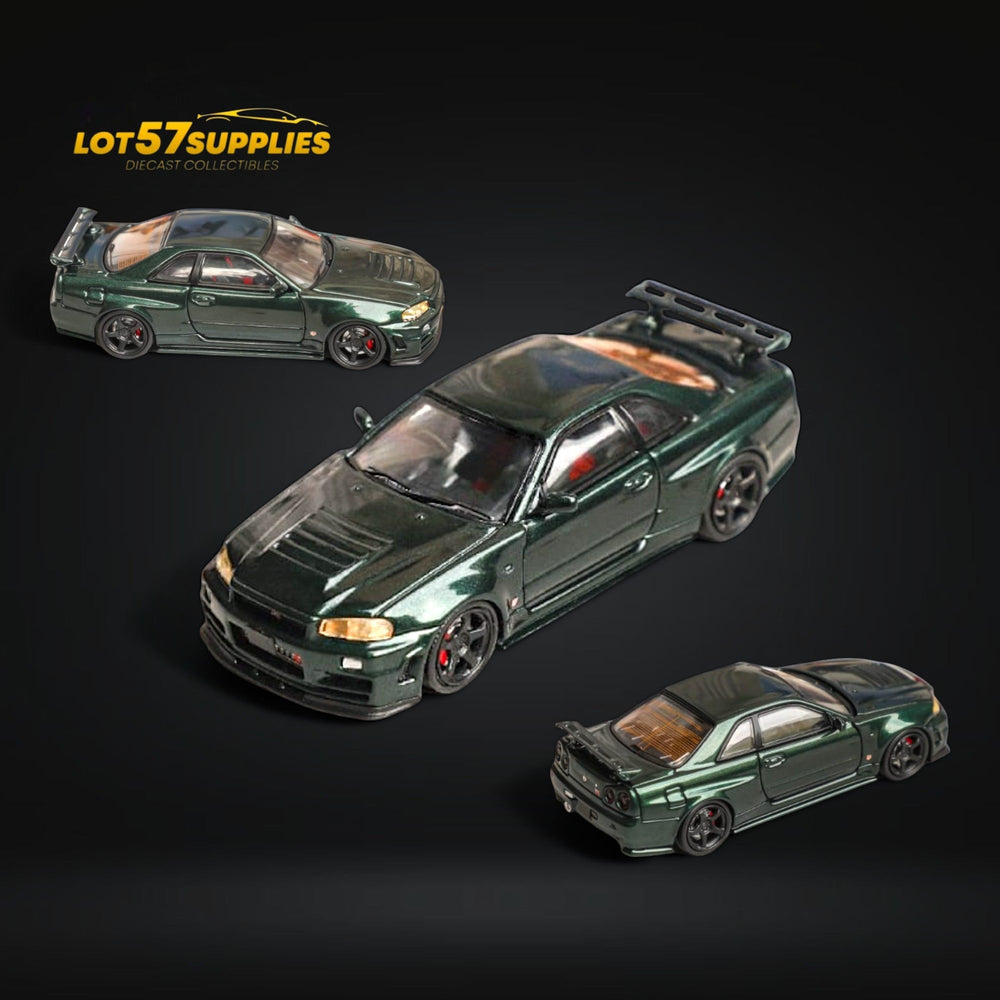 Fuji Skyline GT-R R34 Nismo Z-Tune High Wing CRS Dark Green 1:64 (ONLINE ORDER ONLY)