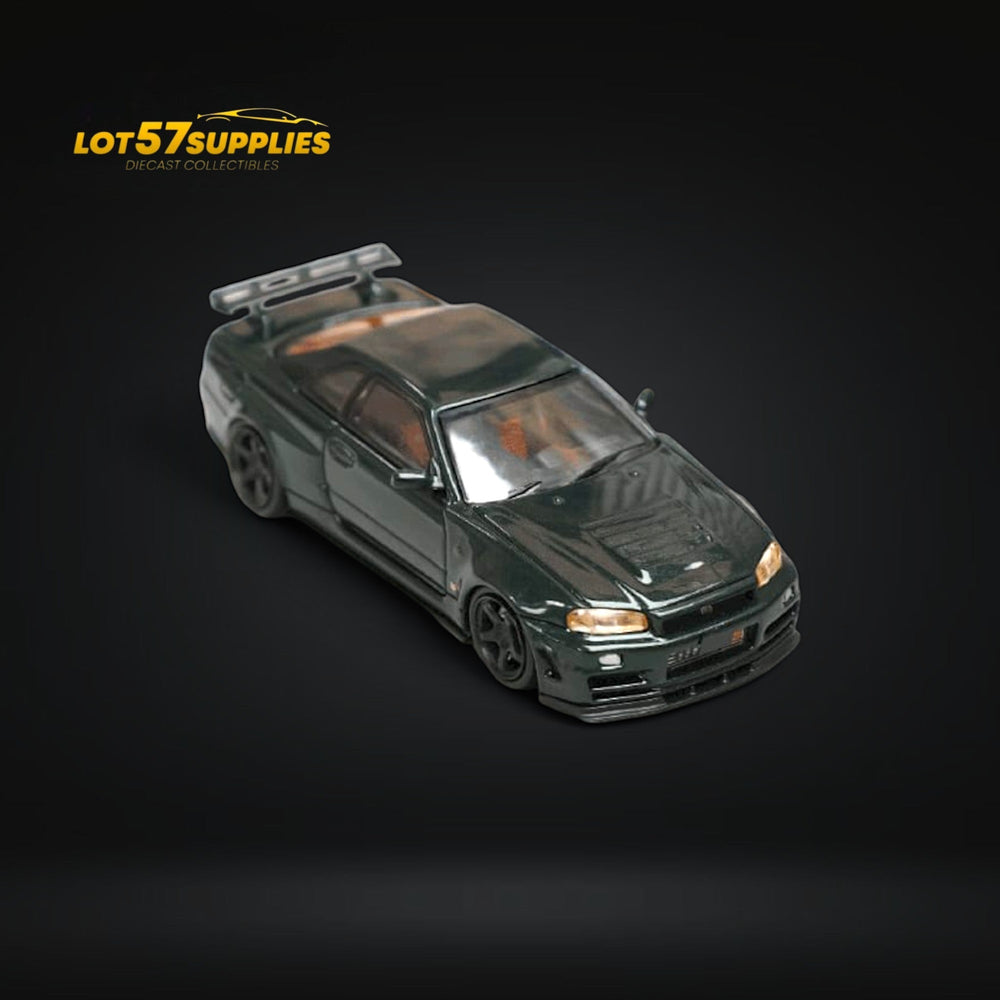 Fuji Skyline GT-R R34 Nismo Z-Tune High Wing CRS Dark Green 1:64 (ONLINE ORDER ONLY)