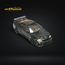 Fuji Skyline GT-R R34 Nismo Z-Tune High Wing CRS Dark Green 1:64 (ONLINE ORDER ONLY)