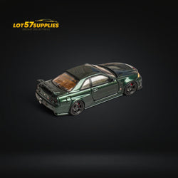 Fuji Skyline GT-R R34 Nismo Z-Tune High Wing CRS Dark Green 1:64 (ONLINE ORDER ONLY)