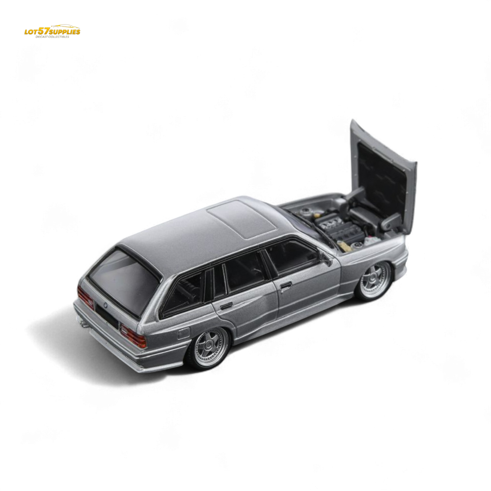 Mortal BMW E30 Touring Wagon in Argent Grey w/ Openable Hood 1:64 (ONLINE ORDER ONLY)