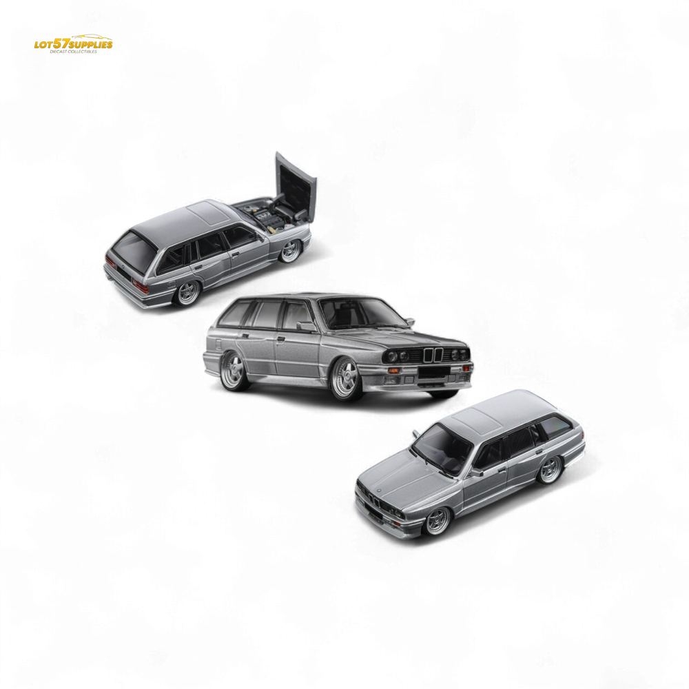 Mortal BMW E30 Touring Wagon in Argent Grey w/ Openable Hood 1:64 (ONLINE ORDER ONLY)