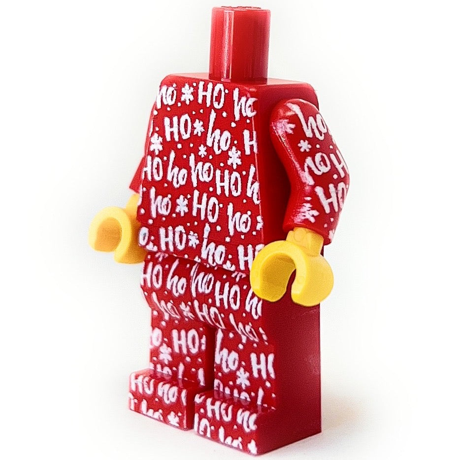 Santa HO HO Ho Christmas PJs Minifig Body made using LEGO parts  - B3 Customs (Online Order Only)
