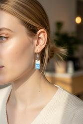 Blue Milk Brick Earrings