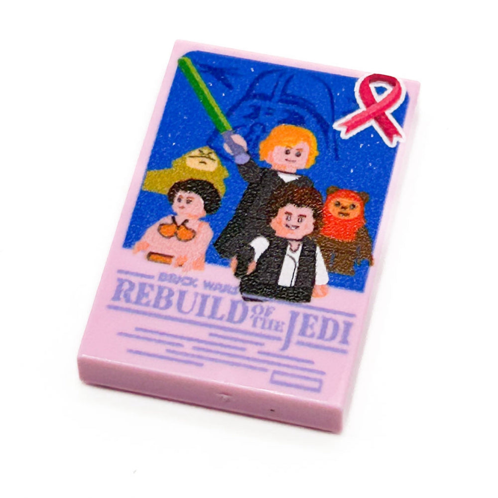 Limited Production! Pink (Break Cancer Awareness) Brick Wars: Rebuild of the Jedi Movie Tile Cover (2x3 Tile) - B3 Customs (Online Order Only)