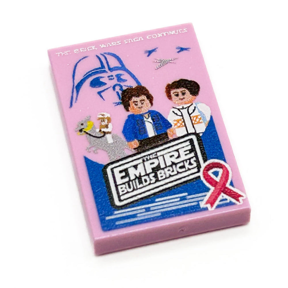 Limited Production! Pink (Break Cancer Awareness) Brick Wars: The Empire Builds Back Movie Tile Cover (2x3 Tile) - B3 Customs (Online Order Only)