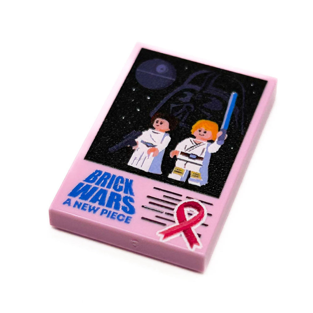 Limited Production! Pink (Break Cancer Awareness) Brick Wars: A New Piece Movie Tile Cover (2x3 Tile) - B3 Customs (Online Order Only)