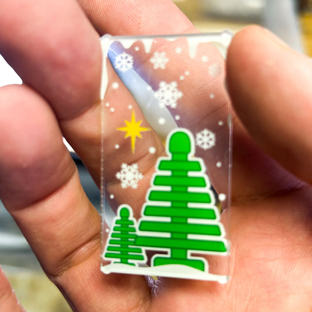 Classic Pine Tree Winter Village 4x6 Glass Window made with LEGO part - B3 Customs (Online Order Only)