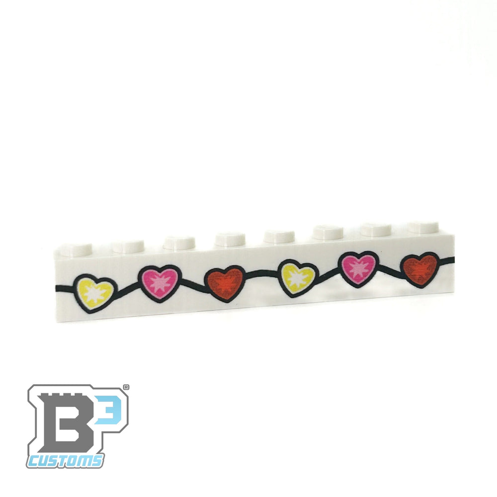 Valentine's Day Lights Custom Printed on 1x8 Brick - B3 Customs (Online Order Only)