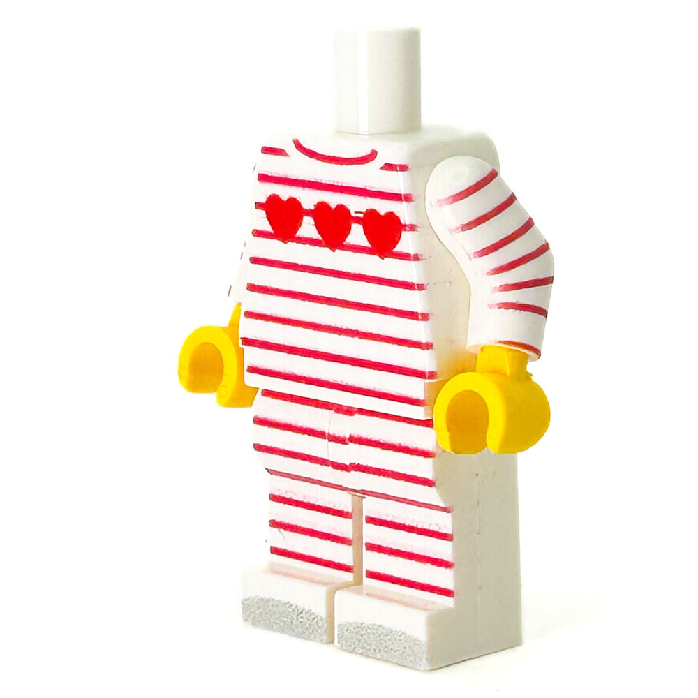 Valentine's Day 3 Hearts PJs Minifig Body - B3 Customs (Online Order Only)