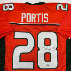 Autographed/Signed Clinton Portis Miami Orange College Football Jersey Beckett BAS COA