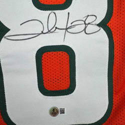 Autographed/Signed Clinton Portis Miami Orange College Football Jersey Beckett BAS COA