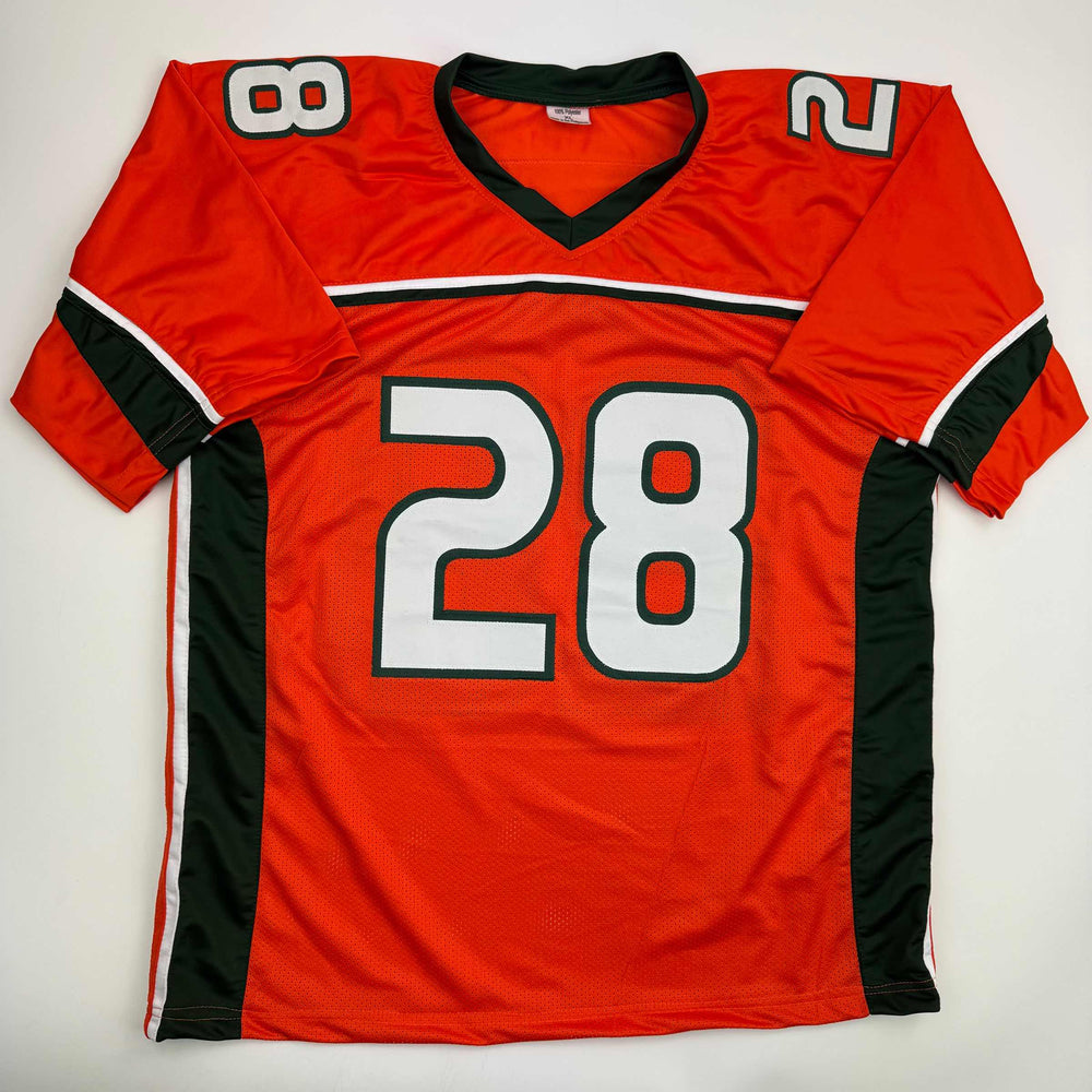 Autographed/Signed Clinton Portis Miami Orange College Football Jersey Beckett BAS COA