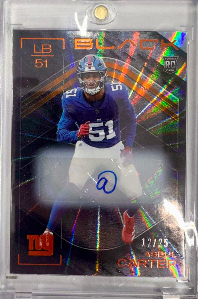 2025 Panini Black FOTL Abdul Carter #142 /25 Citrine Auto Rookie RC Football Card