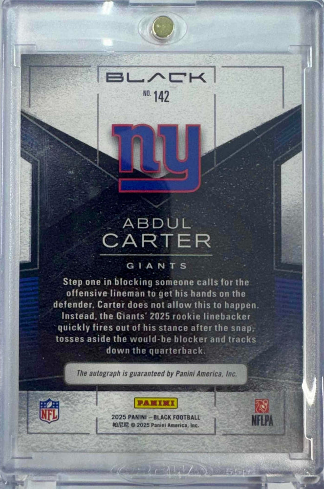 2025 Panini Black FOTL Abdul Carter #142 /25 Citrine Auto Rookie RC Football Card