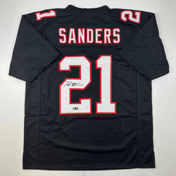 Facsimile Autographed Deion Sanders Atlanta Black Reprint Laser Auto Football Jersey Size Men's XL (ONLINE ORDER ONLY)