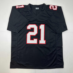 Facsimile Autographed Deion Sanders Atlanta Black Reprint Laser Auto Football Jersey Size Men's XL (ONLINE ORDER ONLY)